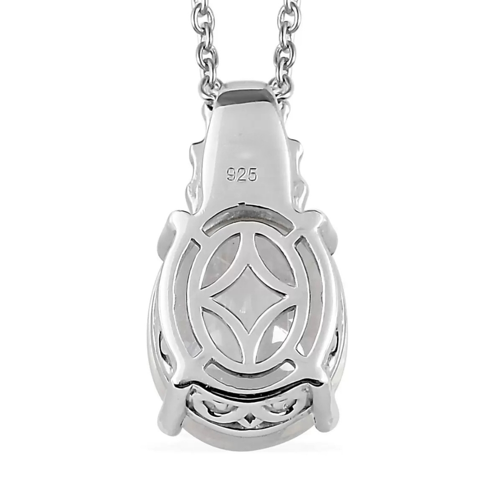 🔥PRICE DROP🔥NWT MOONSTONE & DIAMOND PLATINUM STERLING SILVER PENDANT NECKLACE - Picture 5 of 6